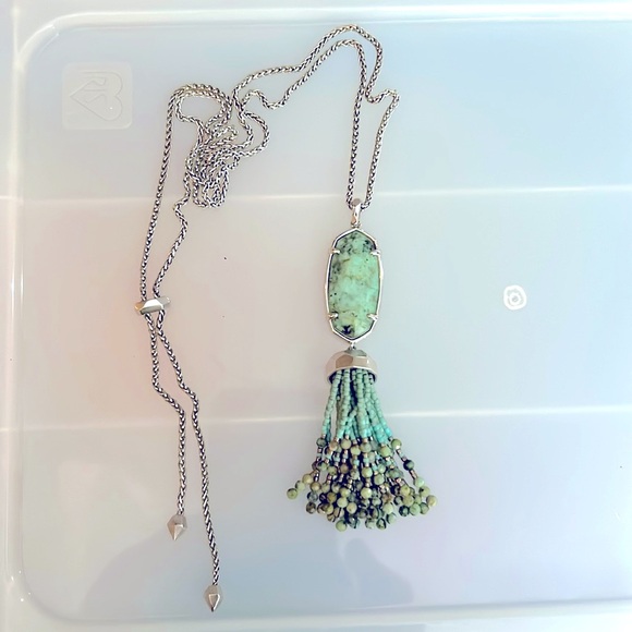 Kendra Scott “Eva” African Turquoise Necklace with Tassel NWOT - Picture 1 of 4